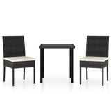Outdoor Dining Set Black,Cream Poly rattan 3 Piece Set Durable 3100395