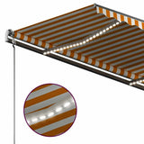 Manual Retractable Awning with LED 300x250 cm Yellow and White 3069703