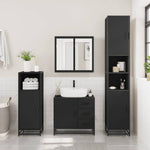 ZNTS 2 Piece Bathroom Furniture Set Black Engineered Wood 3300895