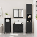ZNTS 2 Piece Bathroom Furniture Set Black Engineered Wood 3300895