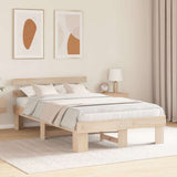 Bed Frame with Headboard Natural 120 x 200 cm Solid Pine Wood 872443