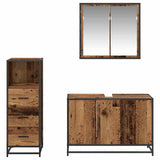 Bathroom Furniture Set with Door 3 pcs Old Wood Engineered Wood 3402456