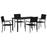 Garden Dining Set with Cushion 5 pcs Black Poly Rattan 3380038