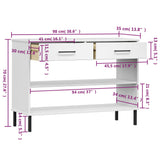 Console Cabinet with Metal Legs White Solid Wood Pine "OSLO 351005
