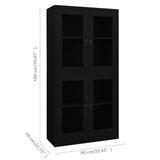 Office Cabinet Black 90x40x180 cm Steel and Tempered Glass 335940