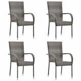 Dining Set Grey Solid acacia wood Medium Stackable 3072486