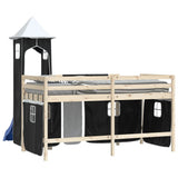 Curtains for Loft Bed with Tower White and Black Polyester 835922