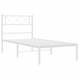 Metal Bed Frame without Mattress with Headboard White 100x200cm 372321