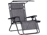 Foldable Reclining Garden Chair with Headrest, Zero Gravity Deck Sun Lounger Seat Chair with T3398P314140