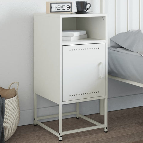 ZNTS Bedside Cabinet White 36x39x78 cm Steel 846576