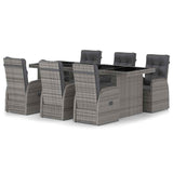 7 Piece Garden Dining Set with Cushions Grey Poly Rattan 3095253