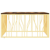 Coffee Table Gold Stainless Steel and Solid Wood Reclaimed 350070