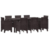 Garden Dining Set 9 pcs Brown Polypropylene 3378580