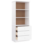 ZNTS Bookcase with Drawers ALTA White 60x35x142 cm Solid Wood Pine 353952