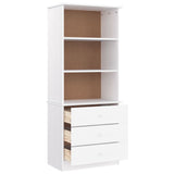 ZNTS Bookcase with Drawers ALTA White 60x35x142 cm Solid Wood Pine 353952