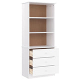 Bookcase with Drawers ALTA White 60x35x142 cm Solid Wood Pine 353952