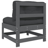 Middle Sofas with Cushions 2 pcs Grey Solid Wood Pine 825578