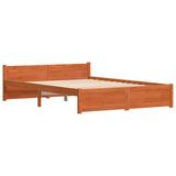 Bed Frame Wax Brown 195.5 x 145.5 x 51 cm Solid Pine Wood 870136