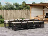 11 Piece Garden Dining Set with Cushions Black Poly Rattan 3210930