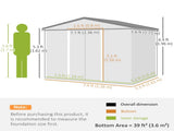 8 x 6ft Galvanised Steel Shed, with Double Door - Brown T3398P318630