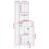 Bathroom Cabinet 38x33x160 cm Solid Wood Mango 356913