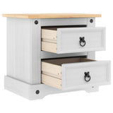 Bedside Table Corona White 53 x 39 x 47 cm Solid Pine Wood 42021188