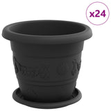Plant Pots 24 pcs Black 22 x 18 cm Plastic 3403285