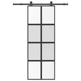 Sliding Door with Hardware Set 76x205 cm Tempered Glass&Aluminium 3333007