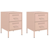 ZNTS Bedside Cabinets 2 pcs Pink 36x39x50.5 cm Steel 842925