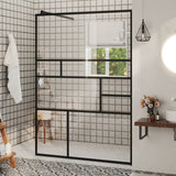 Walk-in Shower Wall with Clear ESG Glass 115x195 cm Black 150755