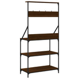 Baker's Rack with Hooks 4-Tier Brown Oak Engineered Wood 838962