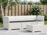 3-Seater Garden Sofa with Cushions Rattan Look PP White 3443829