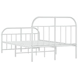 Bed Frame White Powder-Coated Steel Small Double Bed Frame 353699