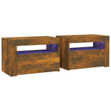 Bedside Cabinets 2 pcs with LEDs Smoked Oak 60x35x40 cm 3144972