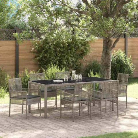 Garden Dining Set 7 pcs Grey Poly rattan 3334875