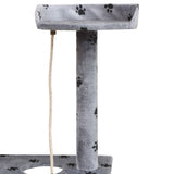 Cat Tree with Sisal Scratching Posts 150 cm Paw Prints Grey 170486