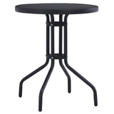47253 Garden Table Black 80 cm Steel and Glass