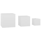 ZNTS Side Tables 3 pcs High Gloss White Engineered Wood 808591