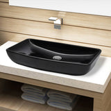 Ceramic Bathroom Sink Basin Black Rectangular 141923