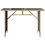 Garden Table with Glass Top Beige 110x68x70 cm Poly Rattan 366353