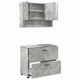 Bathroom Furniture Set with Drawer 2 pcs Concrete Grey 3393016