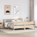 ZNTS Bed Frame with Headboard 180x200 cm Super King Solid Wood Pine 3306294