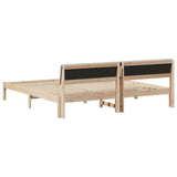 Bed frame Brown and light grey 150 x 200 cm Solid pine wood 878669