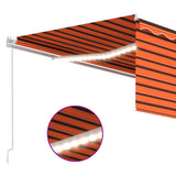 Manual Retractable Awning with Blind&LED 4.5x3m Orange&Brown 3069325
