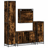 4 Piece Bathroom Furniture Set Smoked Oak Engineered Wood 3301192