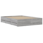 ZNTS Bed Frame with Drawers without Mattress Grey Sonoma 135x190 cm Double 3207313