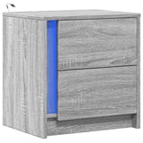 ZNTS Bedside Cabinet with LED Lights Grey Sonoma Engineered Wood 852057