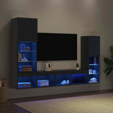 TV Cabinet 4 pcs Black oak Engineered wood 3334391