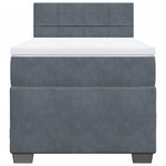 ZNTS Box Spring Bed with Mattress Dark Grey 90x200 cm Velvet 3286223