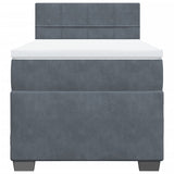 ZNTS Box Spring Bed with Mattress Dark Grey 90x200 cm Velvet 3286223